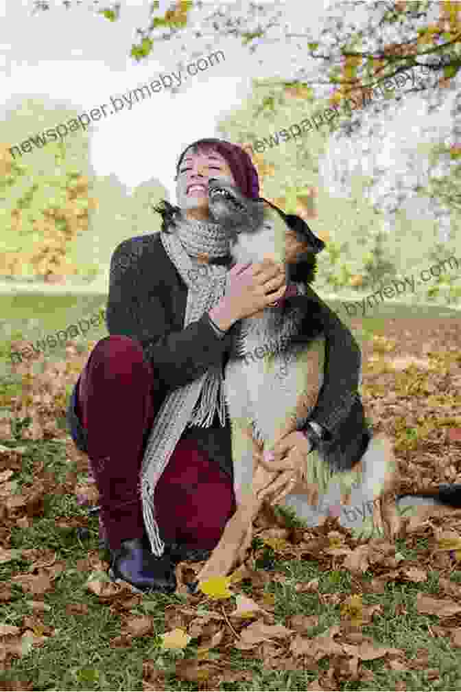 A Woman Petting A Dog, Her Expression Calm And Relaxed True Animal Friendship : Animal Kingdom